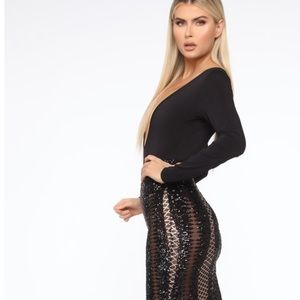 FashionNova Your Lucky Night Sequin Midi Dress